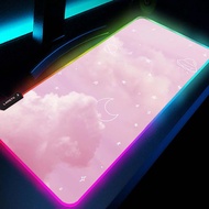 แผ่นรองเมาส์ XXL Kawaii แผ่นรองเม้าส์คอมพิวเตอร์สีชมพู RGB Gamer Girl backlit MAT GAMING อุปกรณ์เสริ