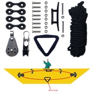 Kayak Canoe Anchor Trolley Kit System Pulley Cleat Pad eye Ring Ropes