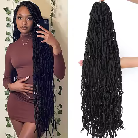 Long Goddess Faux Locks Crochet Braids Brown Blue 1B 30 350 Soft Locs Braiding Hair Synthetic Faux L