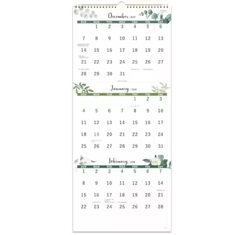 2026 Calendar 3 Month Display Wall Calendar 2026 Jan. 2026 Dec. 2026 11.3" x 26" 3 Month Calendar wi