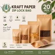 (20pcs) Kraft Paper Zip Lock Bag / Kraft Paper Zipper Bag / Goodies Bag Kraft / Kraft Paper Zip Lock