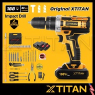 Xtitan 188VF Drill Cordless Set Heavy Duty Drill Battery Screwdriver Keelat Cordless Drill 36V 18V 12V Cordless Drill Bosch 88V Electric Drill Makita Keelat Screw Driver Set