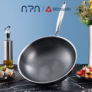 Nipiin 32CM Non Stick Pan Stainless Steel Non Stick Frying Pan Induction Pan Wok Pan Frying Pan