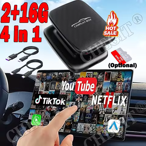 Android 13 4 in 1 Car AI Box Wireless Carplay Android Auto Adapter For Netflix YouTube car intellige