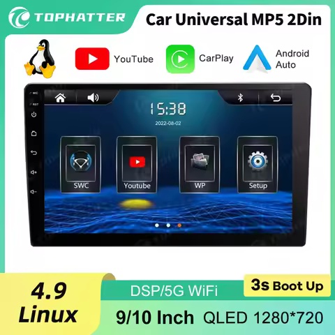 Universal 9inch Car Multimedia MP5 Video Player Wired CarPlay Android Auto Vlink Youtube Touch Scree