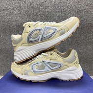 Dior B30 Retro Dad Shoes - Cream Beige Sole, Silver Reflective Logo, Mesh Breathable Design