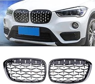 Grille for BMW X1 F48 F49 2016-2019, 1 Pair Car Diamond Front Kidney Grille Racing Grill