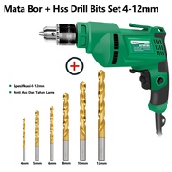 ISKU Mesin Bor Listrik 10mm Electric Drill Bor Beton Kayu Besi Tembok Bor Listrik Impact Drill