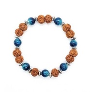 Blue crackle agate gemstone with 5 face rudraksha bracelet