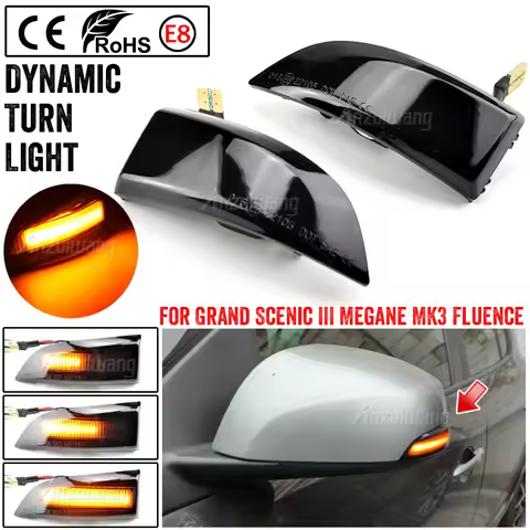 1pair For Renault Megane 3 MK3 III RS 2008-2016 BZ KZ DZ Dynamic Turn Signal LED Side Indicator Mirr