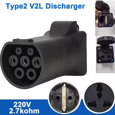 2.7kohm V2L Dischager Adapter Type2 To 220V Universal EU Schuko Socket Electric EV Car Discharger Co