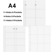 10 Pieces A4 Clear 6-pockets 8-pockets 9pocekts Binder Slevees Refill Photo Album loose leaf PP plas
