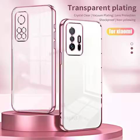 Mi11t Mi10t Luxury Plating Transparent Case For Xiaomi Mi 11t 10t Pro 5g 11 T Soft Silicone Clear Ba