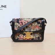 黑色 帆布 金扣 Triomphe 凱旋門 金屬鎖扣 Teen 18 刺繡款