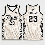 Men Basketball Sando Jersey V Neck Sleeveless 3D Tribal Print Sports Jersey Full Sublimation Breatha