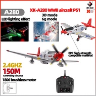 xk-A280 WLtoys WWII P51 simulator 2.4g 3D6G mode with simulated LED lighting effects toy A280 RC Pla