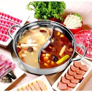 Hot pot with 2 compartments 30cm, cook the induction hob with glass lid (real picture)
