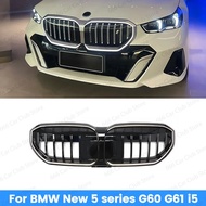 LED Car Front Hood Grille For BMW G60 G61 i5 New 5 Series Style Kidney Grille Front Grill Grid M Spo