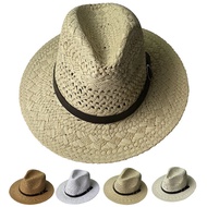 Yiyilai ปรับกลวงปานามาฤดูร้อน Fedora สักหลาดหมวกฟางอาทิตย์สำหรับผู้ชายผู้หญิง