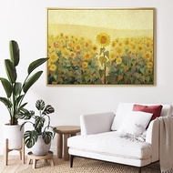 耀眼光芒向日葵 - 黃油畫風向日葵掛畫/植物風景/太陽花/居家佈置