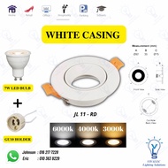 [ VLS ] GU10 Anti Grare Eyeball Downlight Casing Round Adjustable Angle Recessed Ceiling Mounted Flushed Add On Bulb