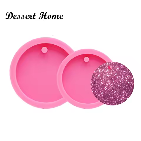 DY0080 DIY 5cm/7.8cm Circle Epoxy Resin Molds Semicircle Round Silicone Mold for Keychains, Fondant 