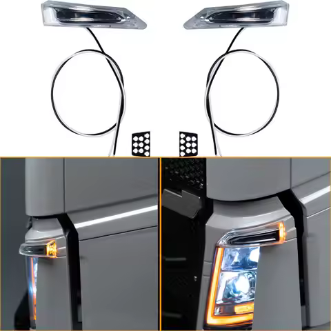 1 Pair Plastic Side Turn Signal Side Lights for Tamiya 1/14 RC Truck for Volvo FH16 750 56360 56362 