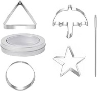 NOLITOY Squid Sugar Game Kit Korean Sugar Candy Making Tools Stainless Steel Cookie Cutters Triangle Umbrella Star Round Shaped Biscuits Molds DIY Dalgona Kit with Box 6pcs