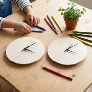 2Pcs Beige Wooden Clock Dial Face Blank for Crafting Wall Clock Kit with Hands dliyuan