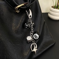 Classical Dice Mobile Phone Chain Keychain Handmade Black 8 Lucky Dice String Bag Charm High-End Wai