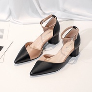 giày cao gót/ sandal nữ cao gót phối da gót vuông 5cm mẫu hot 2021sandal công sở phối da gót 5 phân