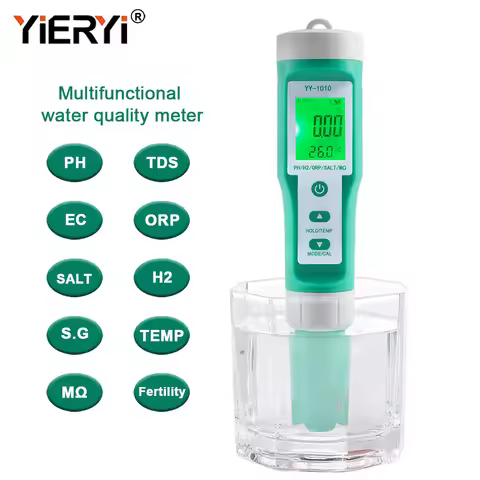 PH Meter Tds Tester Digital ORP EC Salinity H2 S.G Spa Aquarium Water Test Tool Solution Fertilizer 