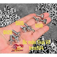 Ốc mẫu Thái V3 INOX304 áo YA 5li18 xoắn honda 5li15 nhiễn và 6li20 gắn được nhiều loại ốc áo xe máy 