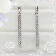 ［Real Moissanite］Can Pass Diamond Test 18K Gold Simple Straight Strip Drop Earrings ME041 Diamond Ea