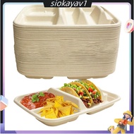 50pcs Disposable Taco Plates for 2 Tacos & 2 Sides Papers Plates Fits 4-6 Inch Soft or Hard Tortilla