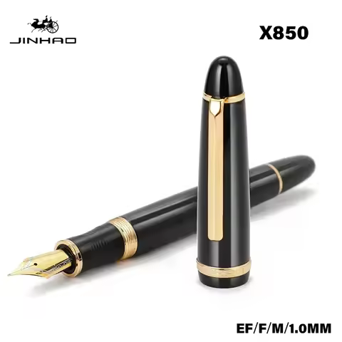 Jinhao X850 Fountain Pen Black Gold Clip Luxury Executive Pen EF F M Bent Nib Writing ink Pen Office