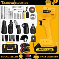ToolEvo 35pcs Brushless Cordless Drill Set Combo Kit Cordless Drill Impact Drill Detachable Power Wrench DIY Reciprocating Saw Sander Chainsaw Rotary Hammer Power Tool