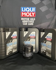 ชุดเปลี่ยนถ่ายน้ำมันเครื่อง Liqui Moly 10W-40 สังเคราะห์แท้100  พร้อมกรองน้ำมันเครื่อง ครบชุด 3 ลิตร Honda CBR500R/CB500F/X / CB/CBR650F/R / Z300 / W650/MT-07-09