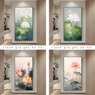 Vertical lotus painting 60x120cm in canvas or mirror finish - made to order and size
