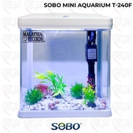 ✩SOBO Mini Aquarium Set T-240F  AQUANICE Mini Aquarium Fish Tank Set Lengkap (Pump, Filter, Led Light)✭