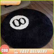 60/80cm Black 8 Ball Carpet Minimalist 8 Ball Mat Round Soft room sofa rug Bedside anti slip mat