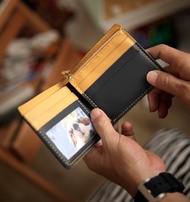 客製禮物手縫頭層牛皮錢包 拉鏈零錢袋男士短夾 散紙袋銀包  刻字