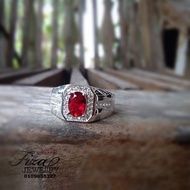 Cincin lelaki permata merah silver 925, cincin perak 925 lelaki permata merah, silver 925 men ring r