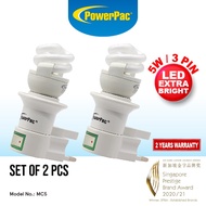 PowerPac 2X LED Night Light Toilet Bathroom Corridor Lamp with Daylight effect (MC5)