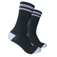 Dark Grey 2-Striped Socks with White Stripes (G36)