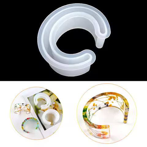 DM074 Egg C Shaped Bracelet Resin Molds Open Design Bangle Moldes De Silicona Para Resina Epoxi For 