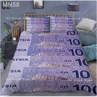 High-quality☇▬❈Malaysia ringgit cadar Malaysia duit fitted Bedsheet 3D printed beddings Single/Super single/queen/king k