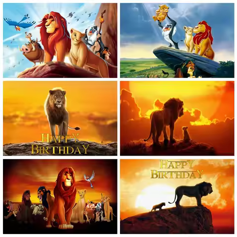 Cartoon Lion King Theme Baby 1st Birthday Photography Background Lion King Baby Shower Party Decor B