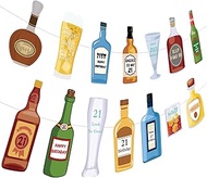 2PCS Whiskey Beer Banner Garland, 21st Birthday Decorations for Him, 21st Birthday Banner for Men