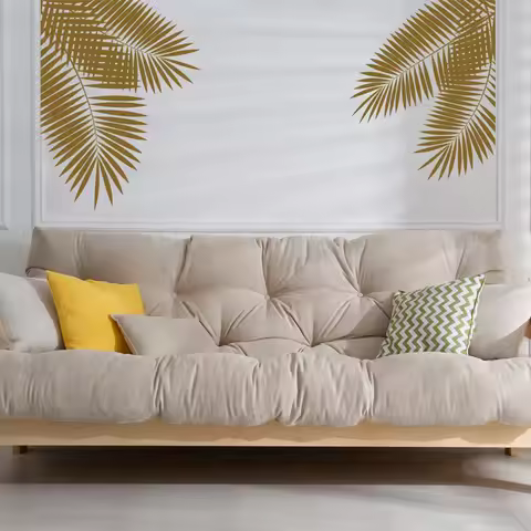 Set of 2 Palm Leaves Wall Decals Tropical Leaf Wall Decals Vinyl Home Decor Living Room Bedroom Beac